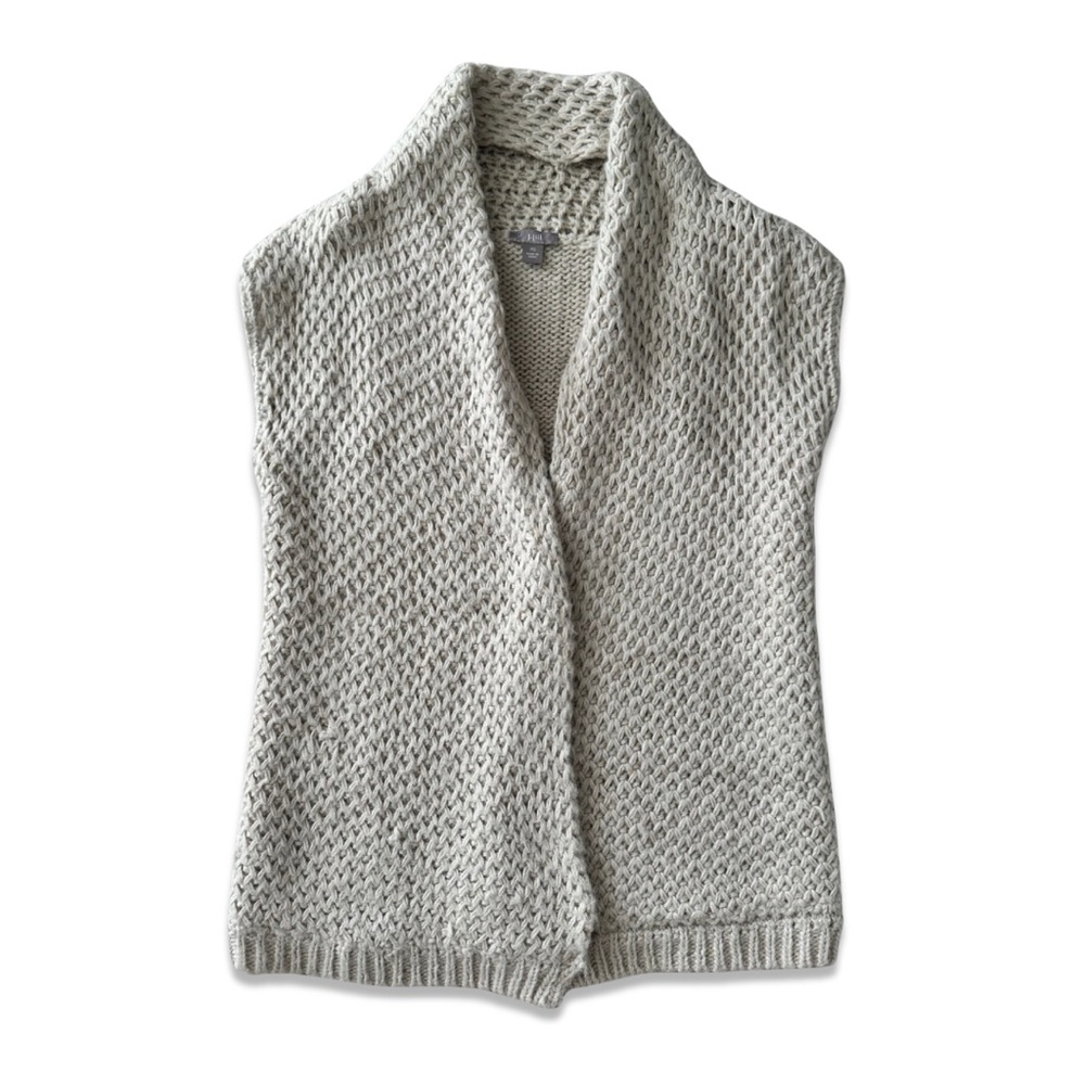 🏷️*Price Drop* J. Jill Beige Alpaca Shawl Style Open Front Sweater Vest Size XS